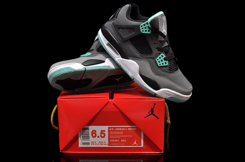 Air Jordan 4 Men Shoes Black/Turquoise Online